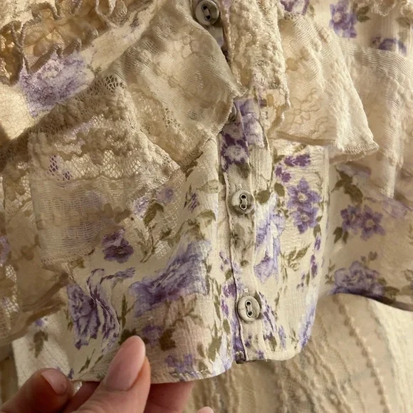 Free People Cream and Purple crop top and skirt - Picture 7 of 7